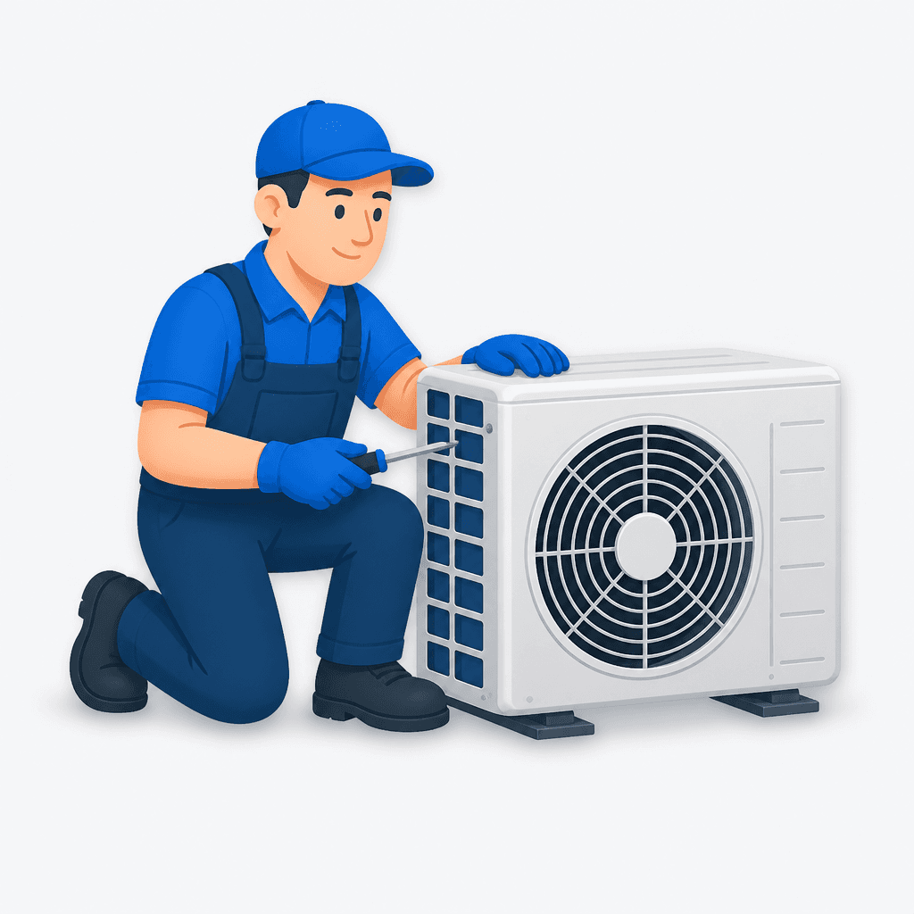 HVAC technician servicing an air conditioning unit
