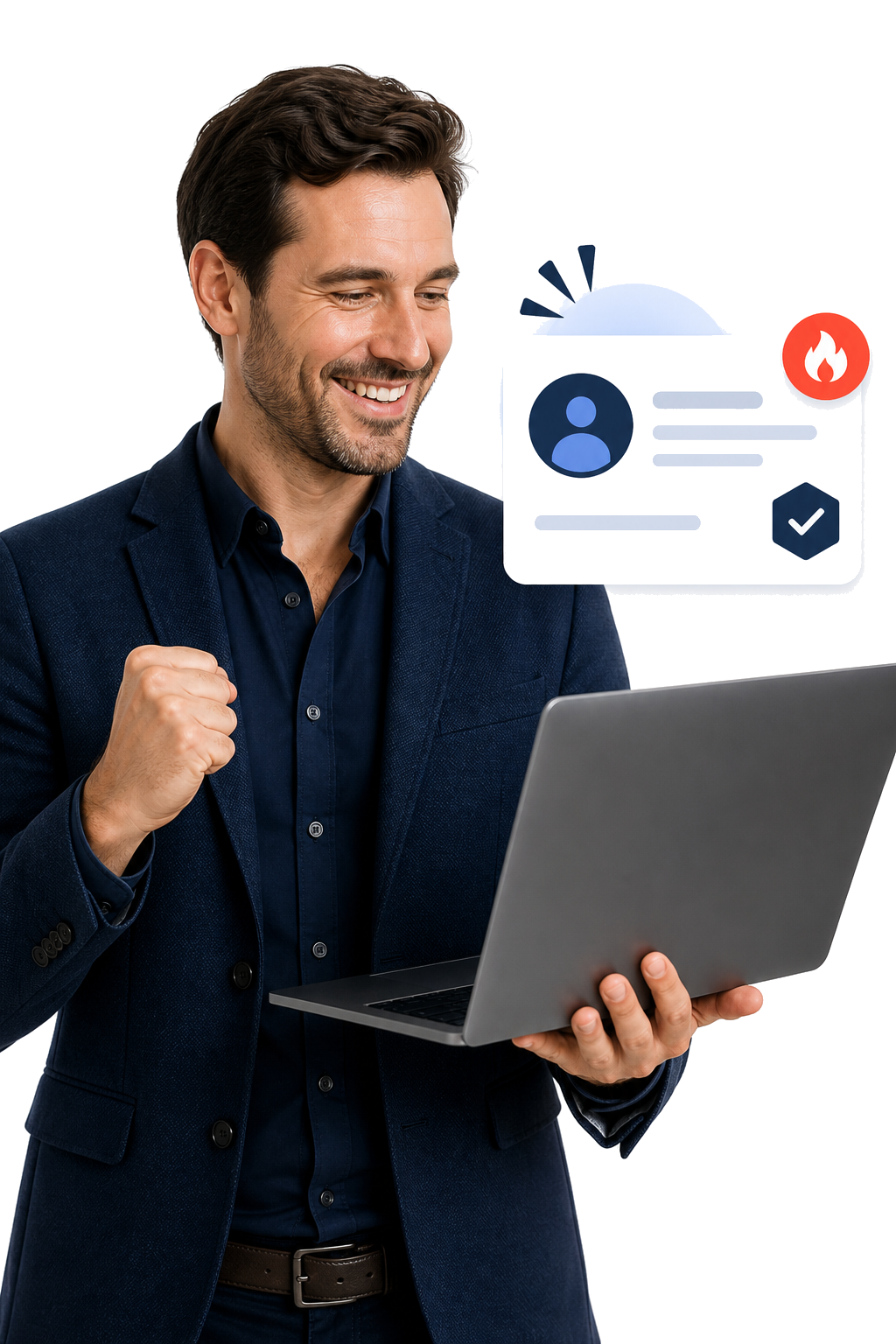 Business owner reviewing a qualified lead ready for follow-up